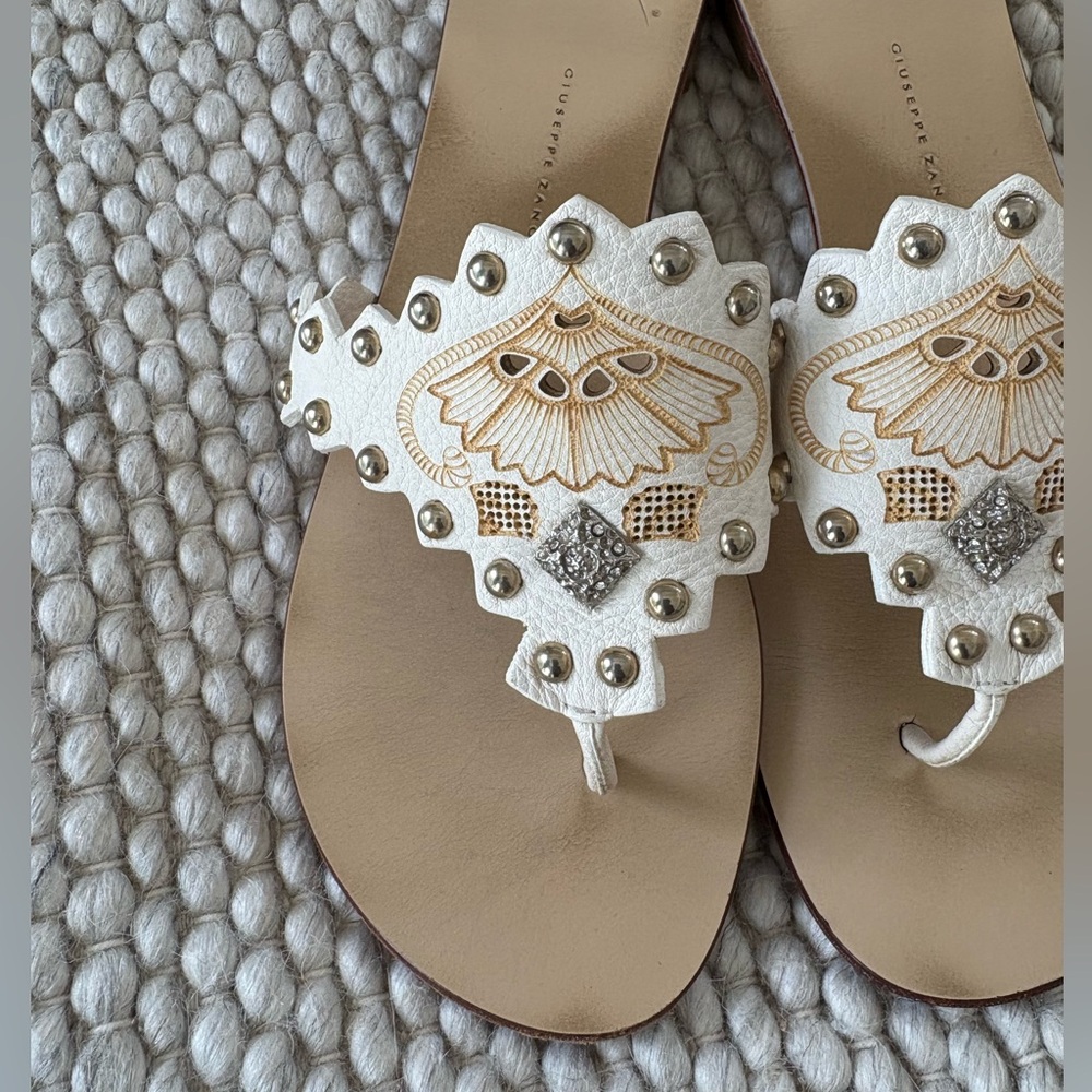 Giuseppe Zanotti Elegant White Embellished Sandals size 39
